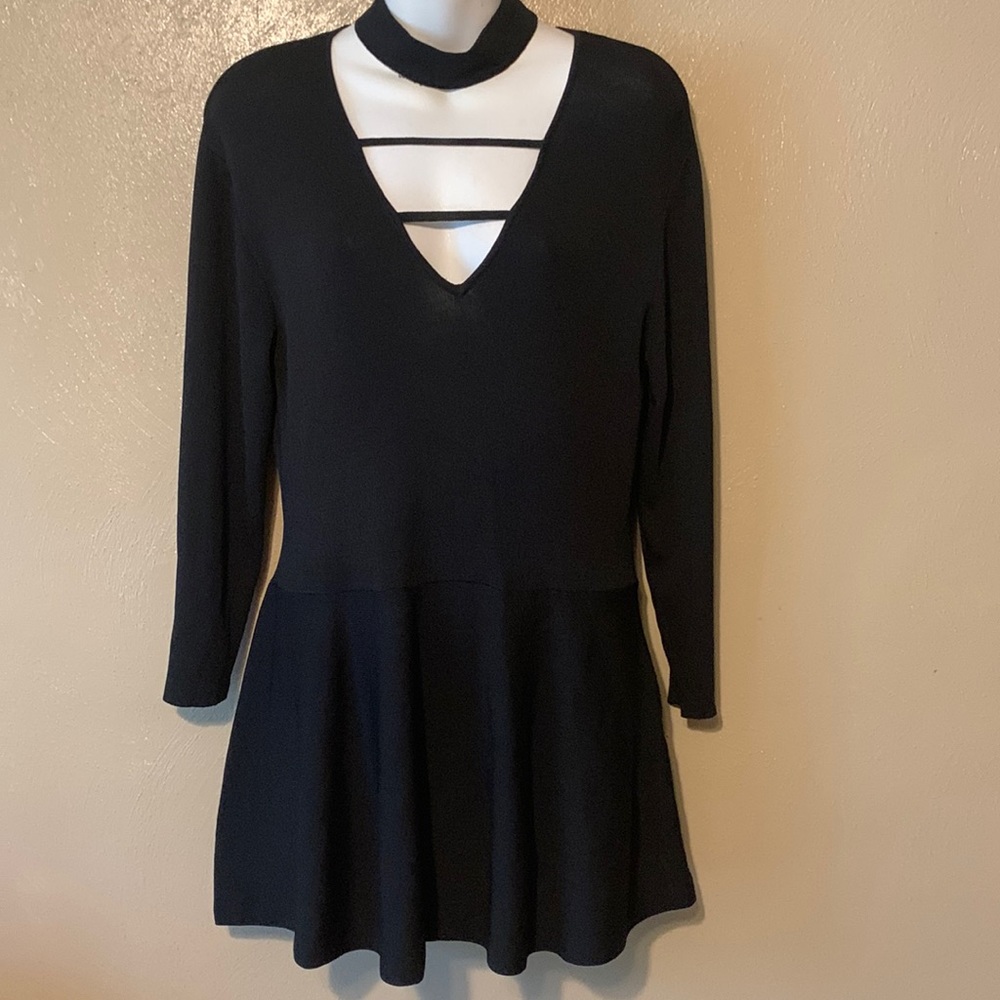 Lane Bryant size 14/16 black stylish design peplum knit sweater top